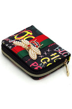 Load image into Gallery viewer, Multi Graffiti Print Queen Bee Stripe Wallet
