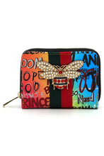 Load image into Gallery viewer, Multi Graffiti Print Queen Bee Stripe Wallet
