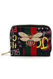 Multi Graffiti Print Queen Bee Stripe Wallet
