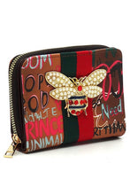 Load image into Gallery viewer, Multi Graffiti Print Queen Bee Stripe Wallet

