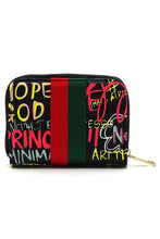 Load image into Gallery viewer, Multi Graffiti Print Queen Bee Stripe Wallet
