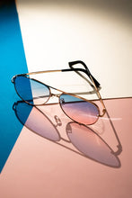 Load image into Gallery viewer, Gold Blue Pink  Unisex Aviator Sunglasses
