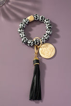 Load image into Gallery viewer, Etched animal wood bead wristlet mama key chain
