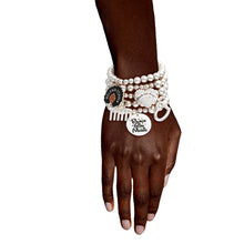 Cargar imagen en el visor de la galería, Silver Ball Bead Black Girl Magic Charm Bracelets
