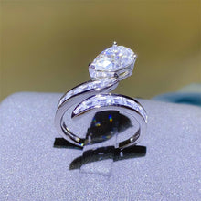 Load image into Gallery viewer, 3 Carat Moissanite Zircon 925 Sterling Silver Bypass Ring
