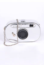 Cargar imagen en el visor de la galería, Metallic Oval Camera Iconic Swing Clutch Bag
