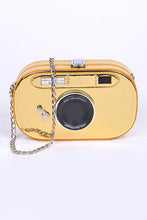 Cargar imagen en el visor de la galería, Metallic Oval Camera Iconic Swing Clutch Bag
