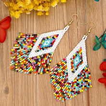 Load image into Gallery viewer, Boho seed bead tassel earrings
