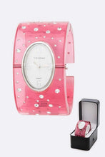 Cargar imagen en el visor de la galería, Crystal Accent Color Acrylic Bangle Watch

