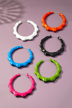 Load image into Gallery viewer, Oversize color coated bamboo hoop earrings
