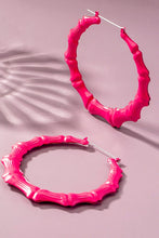 Load image into Gallery viewer, Oversize color coated bamboo hoop earrings
