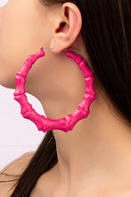 Load image into Gallery viewer, Oversize color coated bamboo hoop earrings

