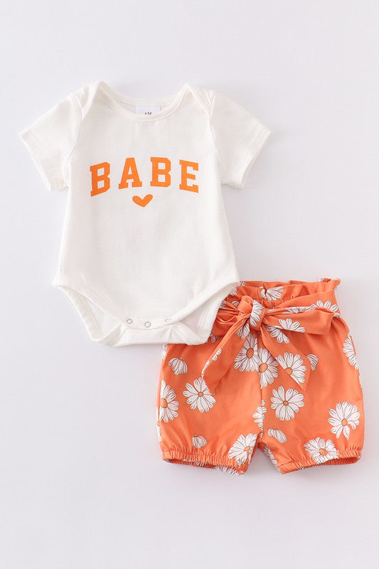 BABE floral print baby set