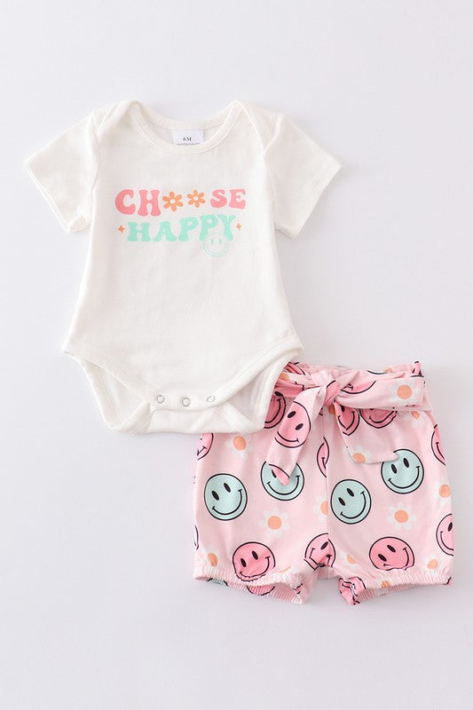 Choose happy smile print baby set