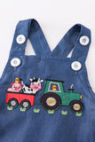 Blue farm applique tractor applique denim jonjon