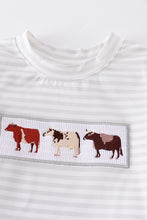 Load image into Gallery viewer, Cow smocked stripe boy shorts set
