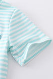Blue stripe whale print boy set