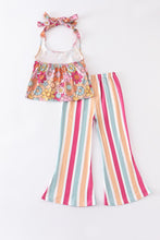 Load image into Gallery viewer, Floral print stripe girl bell pant set
