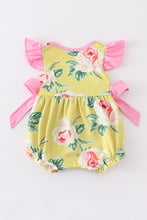 Cargar imagen en el visor de la galería, Mustard floral print ruffle girl romper
