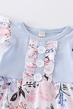 Blue ruffle buttons girl baby bubble