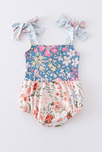 Cargar imagen en el visor de la galería, Navy floral print ruffle buttons girl bubble
