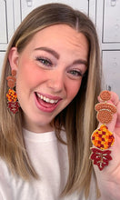 Load image into Gallery viewer, Acorns Pumpkin and Maple Leaf Earrings
