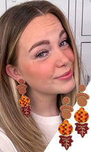 Load image into Gallery viewer, Acorns Pumpkin and Maple Leaf Earrings
