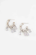 Load image into Gallery viewer, Rectangle Stone Hoop Earrings

