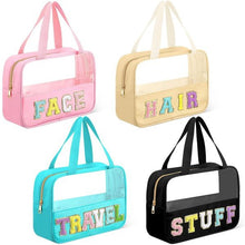 Cargar imagen en el visor de la galería, Chenille Letter Clear Travel Bag Luggage Makeup
