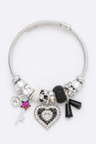 Crystal Heart Mix Charm Cable Bracelet