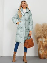 Cargar imagen en el visor de la galería, Long Sleeve Longline Hooded Winter Coat
