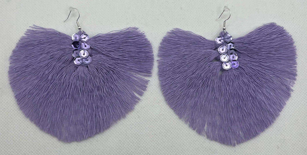 Lavender Sequin Fringe Earrings,