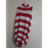 DST Red and Cream Stripe Fringe Cocoon Cardigan