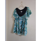 Cato Woman Plus Size Printed Blouse with Pleated Neckline - PREOWNED