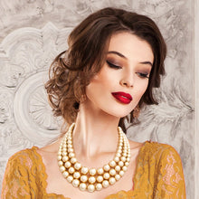 Cargar imagen en el visor de la galería, Gold Pearl Graduated Multi Strand Necklace Set
