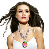 Pink and Green Oval Crystal Chain Set