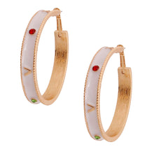 Load image into Gallery viewer, White Roman Numeral Casting Hoops
