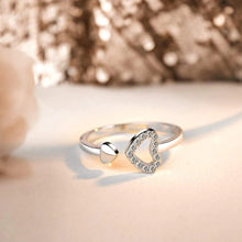 Cargar imagen en el visor de la galería, 925 Sterling Silver Inlaid Zircon Heart Open Ring
