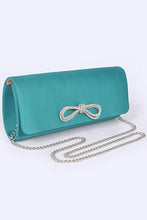 Cargar imagen en el visor de la galería, Rhinestone Bow Satin Clutch Bag
