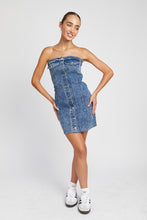 Load image into Gallery viewer, BUTTON DOWN TUBE DENIM DRESS
