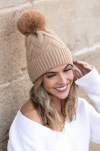 Load image into Gallery viewer, Chunky Knit Fur Pom Beanie
