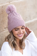 Load image into Gallery viewer, Chunky Knit Fur Pom Beanie
