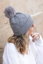 Load image into Gallery viewer, Chunky Knit Fur Pom Beanie
