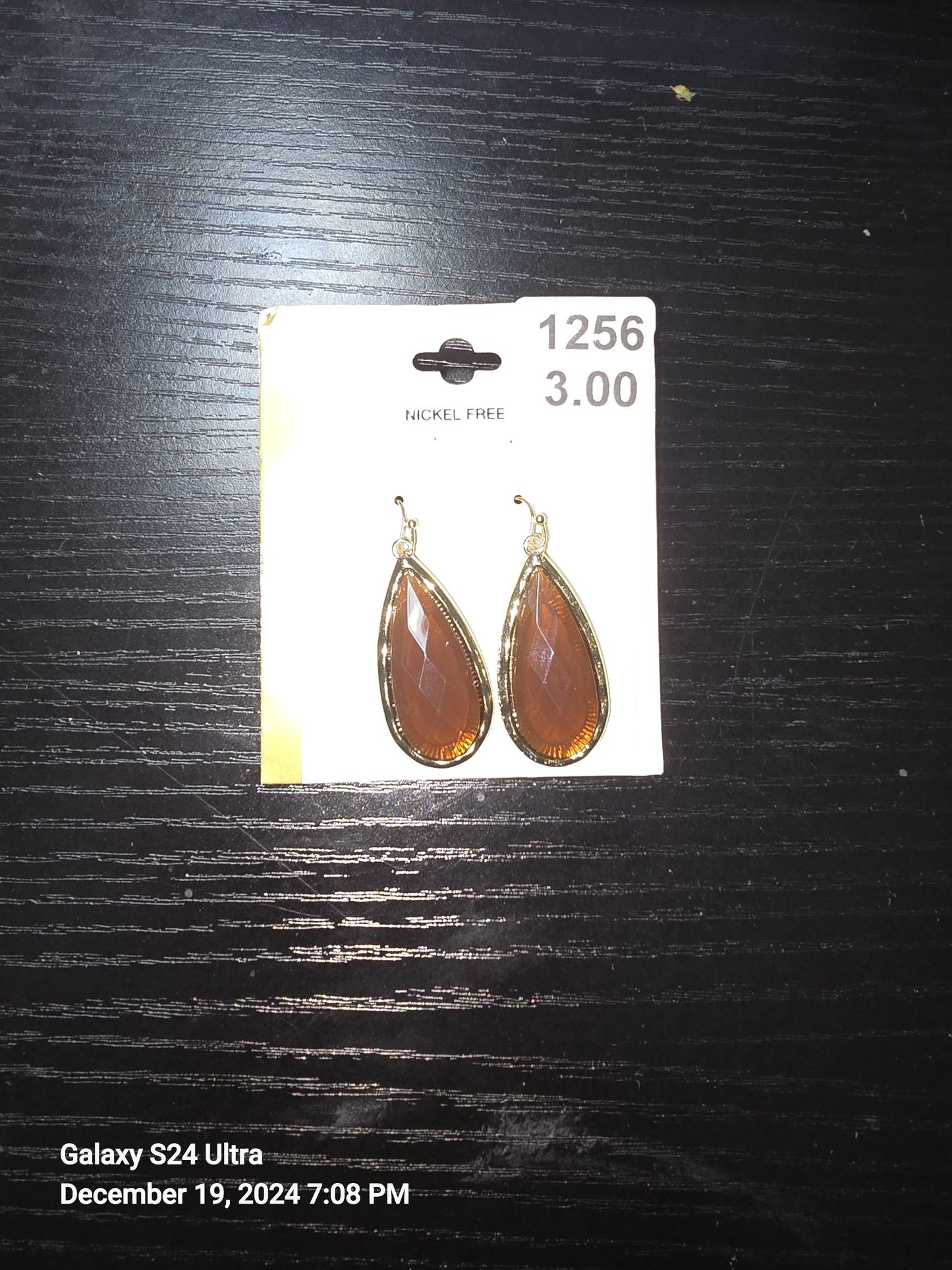1256 - Gold & Brown Teardrop Earrings