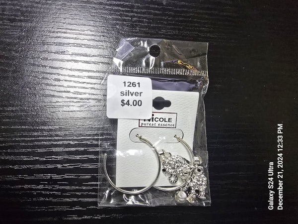 1261 - Elephant Hoop Earrings