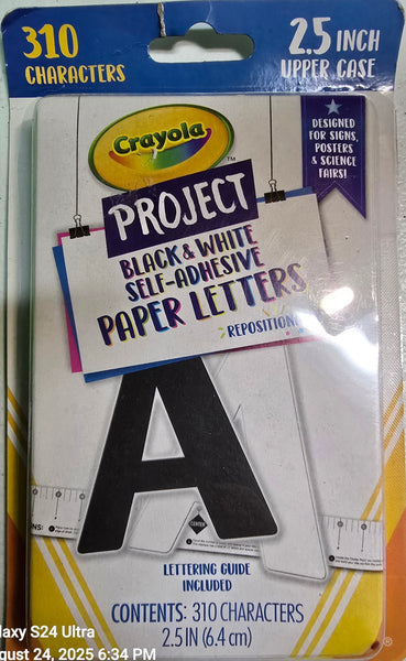 310 - Crayola Project Black & White Self-Adhesive PAPER LETTERS