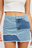 PATCH WORK DENIM MINI SKIRT