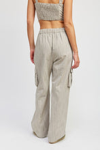 Load image into Gallery viewer, STRIPED CARGO PANTS WITH WAIST DRAWSTRING
