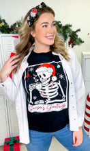 Load image into Gallery viewer, Skeleton Season&#39;s Greetings Graphic T-Shirt
