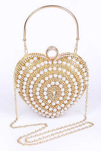 Cargar imagen en el visor de la galería, Pearl Studded Heart Shape Top handle Clutch
